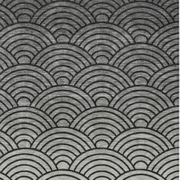 HomeRoots 9' X 12' Geometric Black Silver Gray Indoor Outdoor Washable Rug - Stylish, Durable, and Versatile! 691044