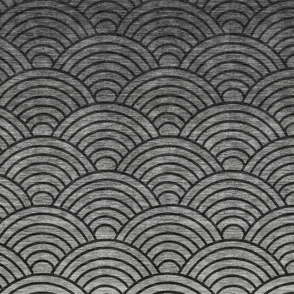 HomeRoots 10' X 14' Stylish Black Silver Gray Geometric Area Rug - Washable, Durable for Indoor & Outdoor Use! 691045