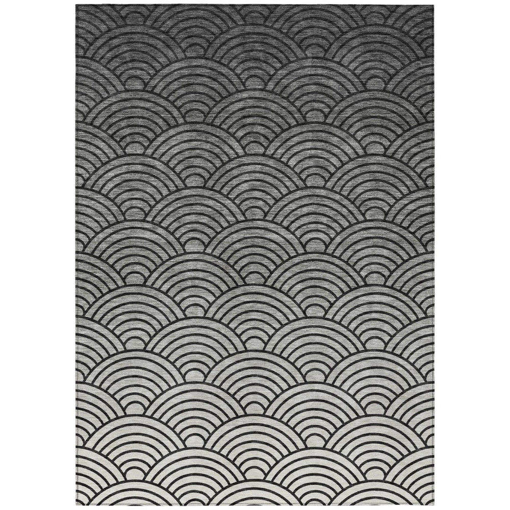 HomeRoots 10' X 14' Stylish Black Silver Gray Geometric Area Rug - Washable, Durable for Indoor & Outdoor Use! 691045
