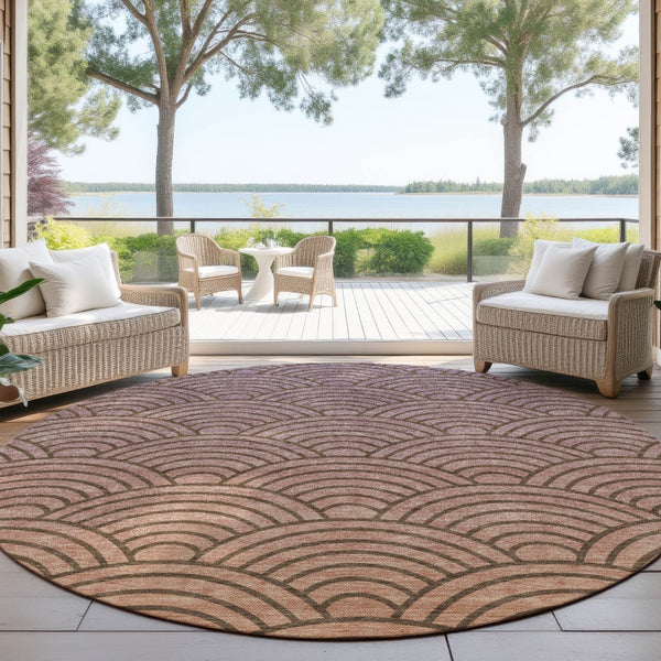 HomeRoots 8' Geometric Washable Area Rug in Chocolate, Purple & Mauve – Indoor/Outdoor Durable Design for Easy Care 691048