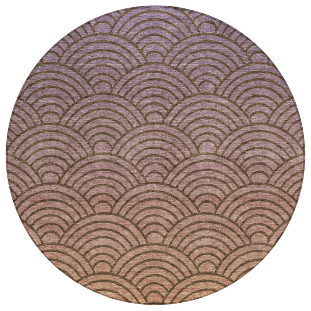 HomeRoots 8' Geometric Washable Area Rug in Chocolate, Purple & Mauve – Indoor/Outdoor Durable Design for Easy Care 691048