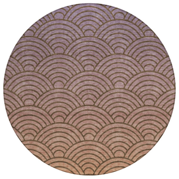 HomeRoots 8' Geometric Washable Area Rug in Chocolate, Purple & Mauve – Indoor/Outdoor Durable Design for Easy Care 691048