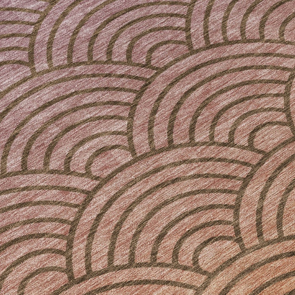 HomeRoots 8' Geometric Washable Area Rug in Chocolate, Purple & Mauve – Indoor/Outdoor Durable Design for Easy Care 691048