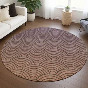 HomeRoots 8' Geometric Washable Area Rug in Chocolate, Purple & Mauve – Indoor/Outdoor Durable Design for Easy Care 691048