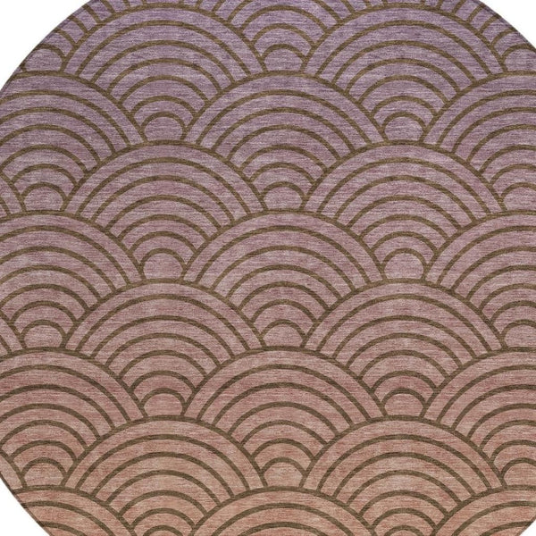 HomeRoots 8' Geometric Washable Area Rug in Chocolate, Purple & Mauve – Indoor/Outdoor Durable Design for Easy Care 691048