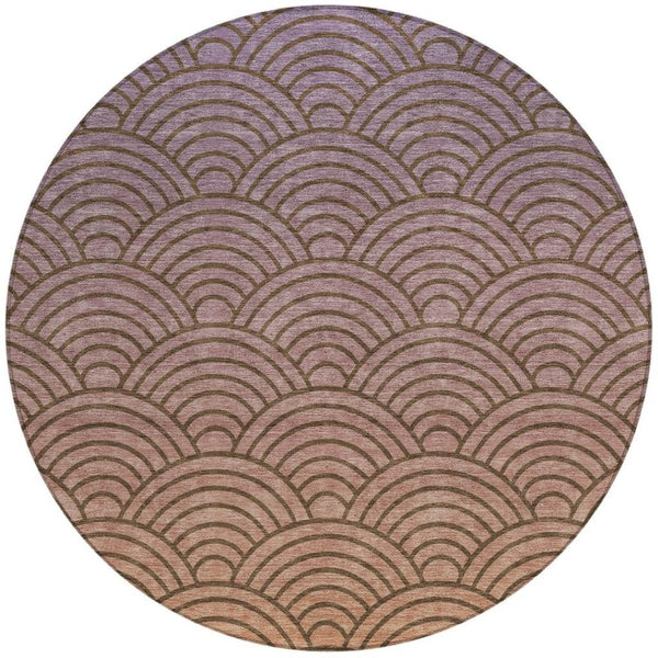 HomeRoots 8' Geometric Washable Area Rug in Chocolate, Purple & Mauve – Indoor/Outdoor Durable Design for Easy Care 691048