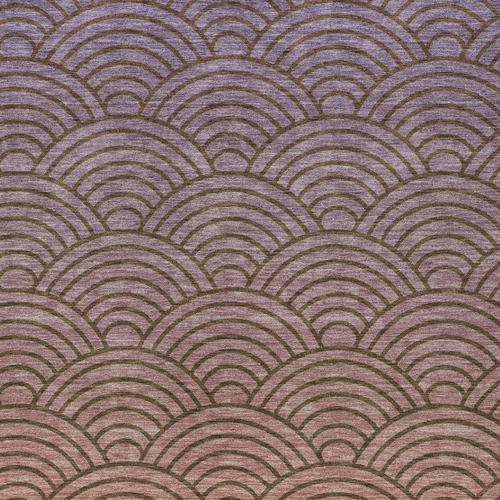 HomeRoots 8' Modern Geometric Chocolate Purple & Mauve Area Rug - Washable, Durable for Indoor & Outdoor Spaces 691049