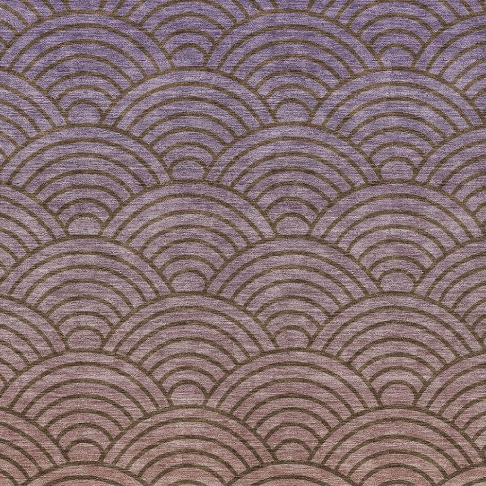 HomeRoots 9' X 12' Stylish Geometric Indoor Outdoor Area Rug in Chocolate, Purple & Mauve - Washable & Durable 691050