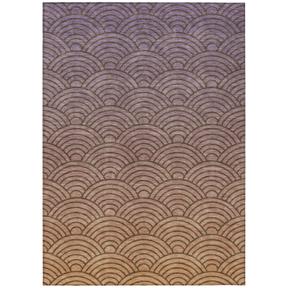 HomeRoots 9' X 12' Stylish Geometric Indoor Outdoor Area Rug in Chocolate, Purple & Mauve - Washable & Durable 691050