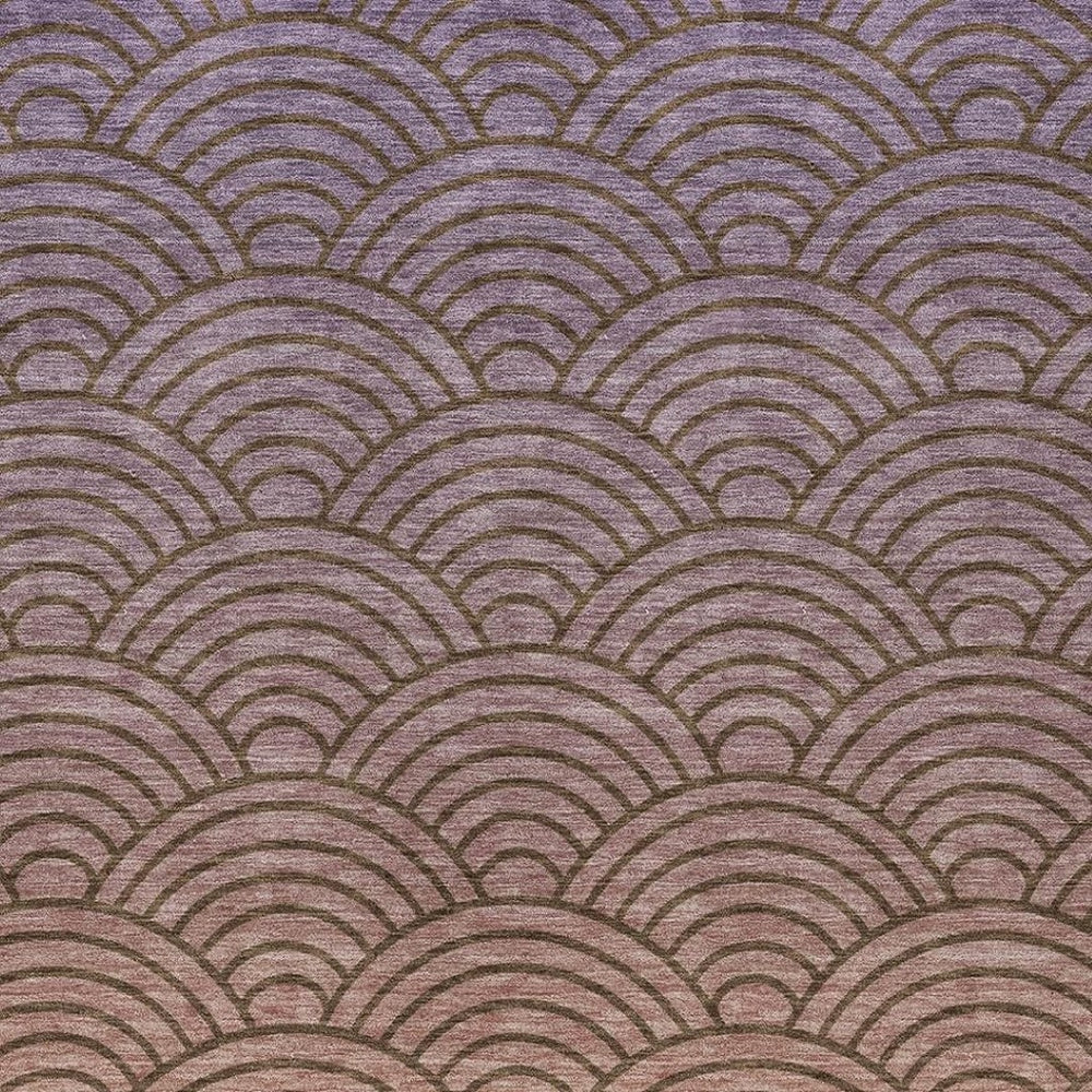 HomeRoots 10' X 14' Stylish Chocolate, Purple & Mauve Geometric Washable Rug for Indoor & Outdoor Spaces 691051