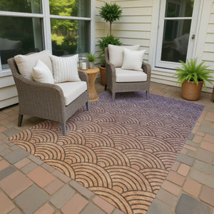 HomeRoots 10' X 14' Stylish Chocolate, Purple & Mauve Geometric Washable Rug for Indoor & Outdoor Spaces 691051