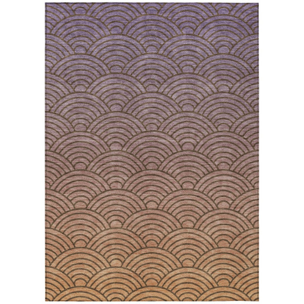 HomeRoots 10' X 14' Stylish Chocolate, Purple & Mauve Geometric Washable Rug for Indoor & Outdoor Spaces 691051