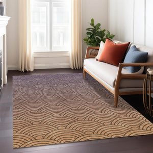 HomeRoots 10' X 14' Stylish Chocolate, Purple & Mauve Geometric Washable Rug for Indoor & Outdoor Spaces 691051