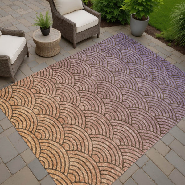 HomeRoots 10' X 14' Stylish Chocolate, Purple & Mauve Geometric Washable Rug for Indoor & Outdoor Spaces 691051