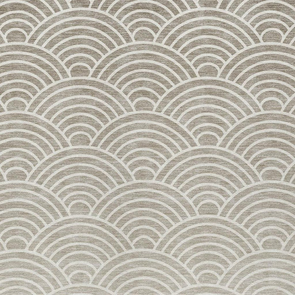 HomeRoots 5' Elegant Geometric Ivory Beige & Brown Washable Area Rug for Indoor/Outdoor Spaces - Durable Style! 691053