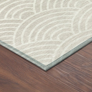 HomeRoots 8' Stylish Ivory, Beige & Brown Round Geometric Area Rug - Washable for Indoor & Outdoor Use! 691054