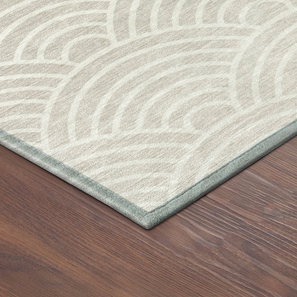 HomeRoots 8' Stylish Ivory, Beige & Brown Round Geometric Area Rug - Washable for Indoor & Outdoor Use! 691054
