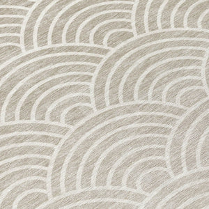HomeRoots 8' Stylish Ivory, Beige & Brown Round Geometric Area Rug - Washable for Indoor & Outdoor Use! 691054