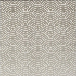 HomeRoots 9' Geometric Ivory Beige and Brown Washable Area Rug for Indoor Outdoor Spaces - Durable & Stylish! 691056