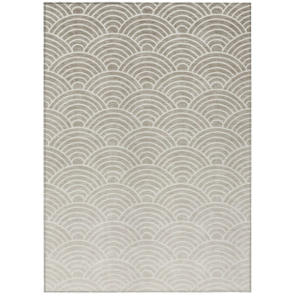 HomeRoots 9' Geometric Ivory Beige and Brown Washable Area Rug for Indoor Outdoor Spaces - Durable & Stylish! 691056
