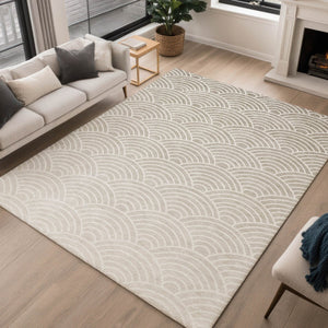 HomeRoots 9' Geometric Ivory Beige and Brown Washable Area Rug for Indoor Outdoor Spaces - Durable & Stylish! 691056