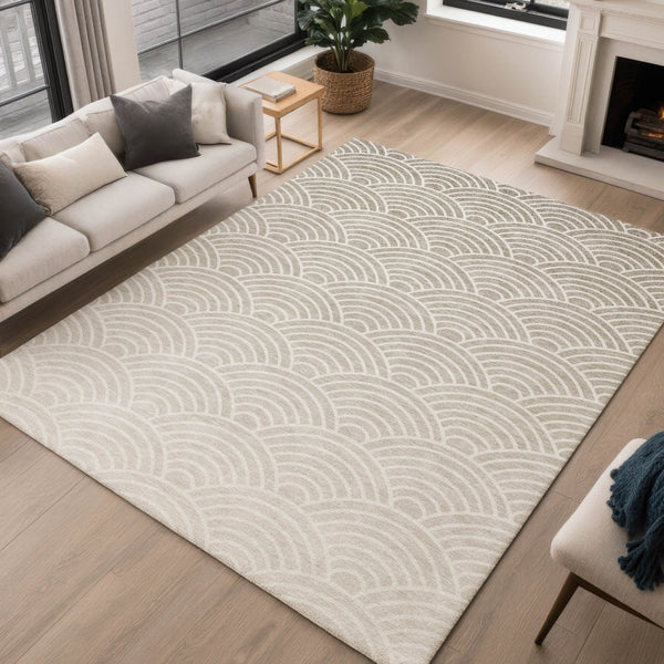 HomeRoots 9' Geometric Ivory Beige and Brown Washable Area Rug for Indoor Outdoor Spaces - Durable & Stylish! 691056