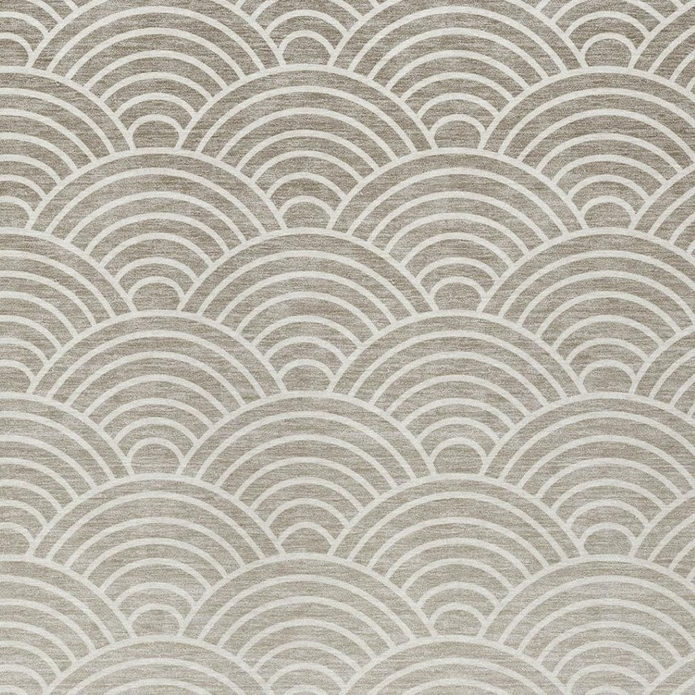 HomeRoots 10' Modern Geometric Washable Area Rug in Ivory, Beige & Brown - Durable Indoor/Outdoor Decor 691057