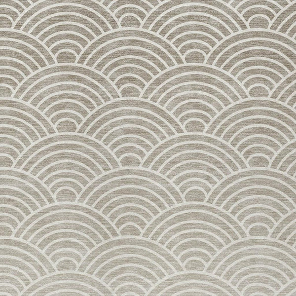 HomeRoots 10' Modern Geometric Washable Area Rug in Ivory, Beige & Brown - Durable Indoor/Outdoor Decor 691057