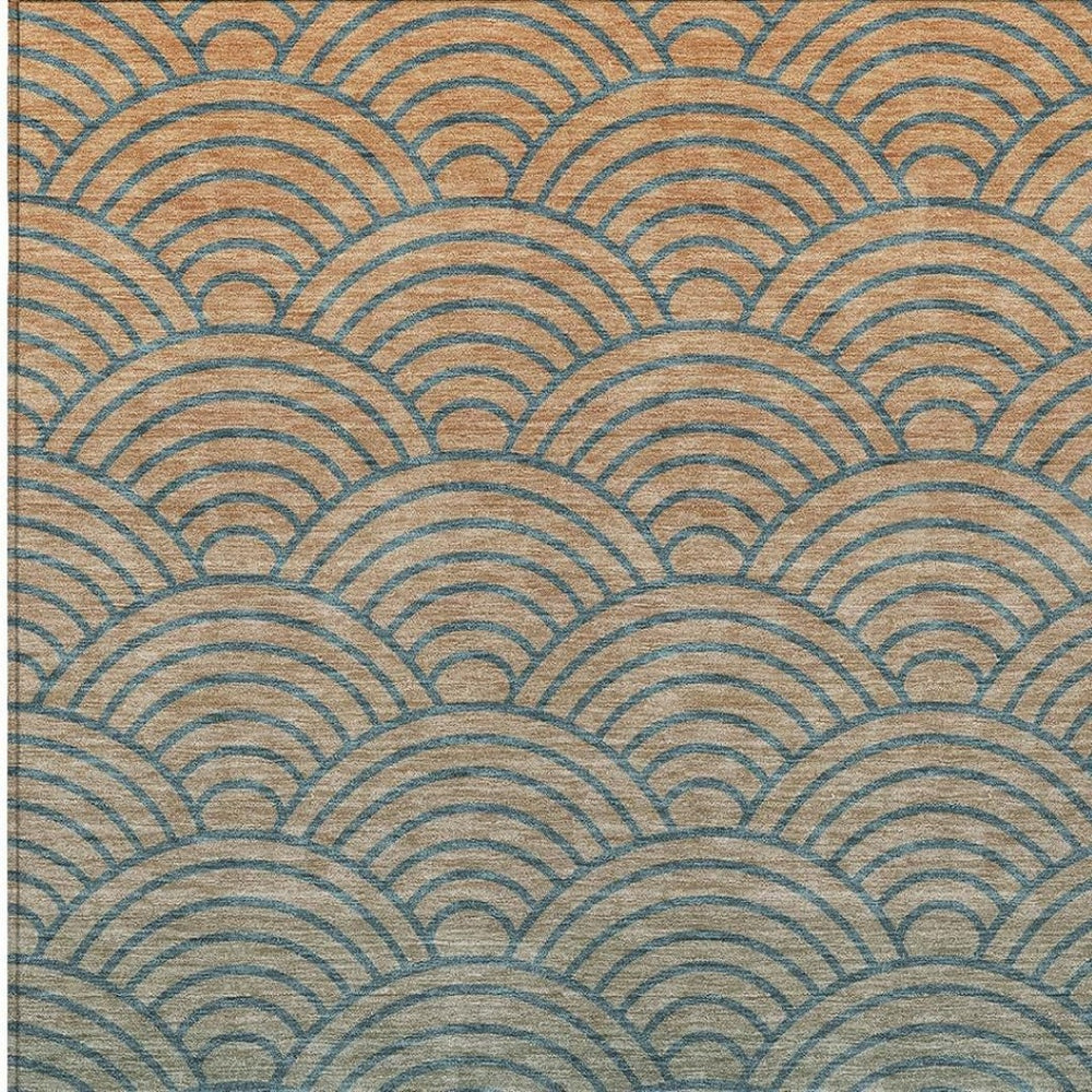 HomeRoots 5' X 8' Vibrant Teal and Orange Geometric Area Rug – Durable, Washable, Perfect for Indoor & Outdoor Use! 691059