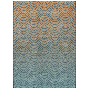 HomeRoots 5' X 8' Vibrant Teal and Orange Geometric Area Rug – Durable, Washable, Perfect for Indoor & Outdoor Use! 691059