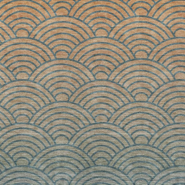 HomeRoots 8' X 10' Vibrant Teal Blue and Orange Geometric Area Rug - Washable, Durable for Indoor & Outdoor Use 691061