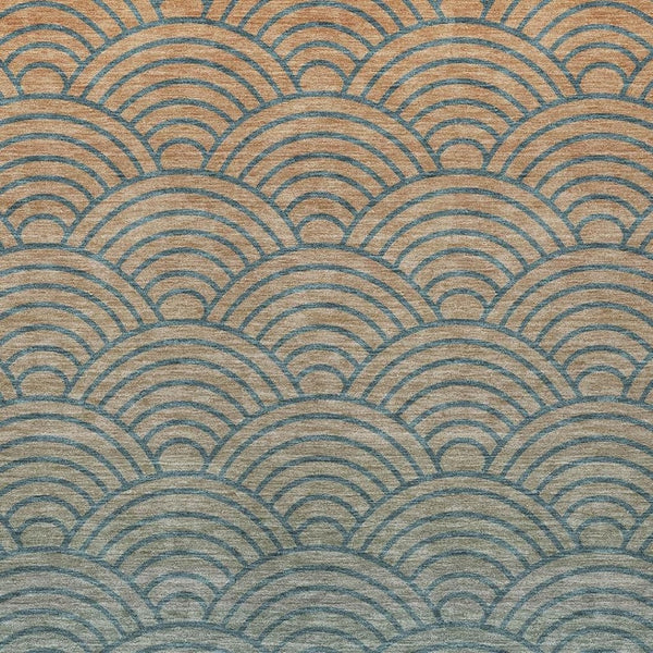 HomeRoots 10' Teal Blue & Orange Geometric Washable Area Rug for Indoor/Outdoor Use - Durable & Stylish! 691063