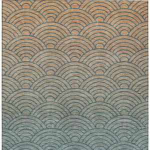 HomeRoots 10' Teal Blue & Orange Geometric Washable Area Rug for Indoor/Outdoor Use - Durable & Stylish! 691063