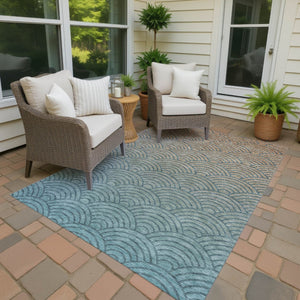 HomeRoots 10' Teal Blue & Orange Geometric Washable Area Rug for Indoor/Outdoor Use - Durable & Stylish! 691063