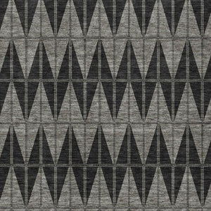 HomeRoots 5' Geometric Washable Area Rug in Black, Brown & Gray - Durable, Stylish for Indoor & Outdoor Use 691065