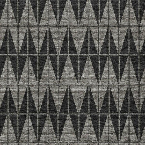 HomeRoots 5' Geometric Washable Area Rug in Black, Brown & Gray - Durable, Stylish for Indoor & Outdoor Use 691065