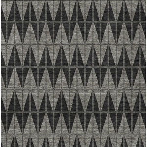 HomeRoots 5' Geometric Washable Area Rug in Black, Brown & Gray - Durable, Stylish for Indoor & Outdoor Use 691065