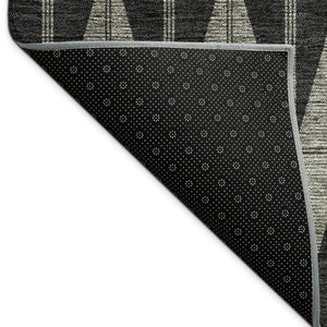 HomeRoots 5' Geometric Washable Area Rug in Black, Brown & Gray - Durable, Stylish for Indoor & Outdoor Use 691065