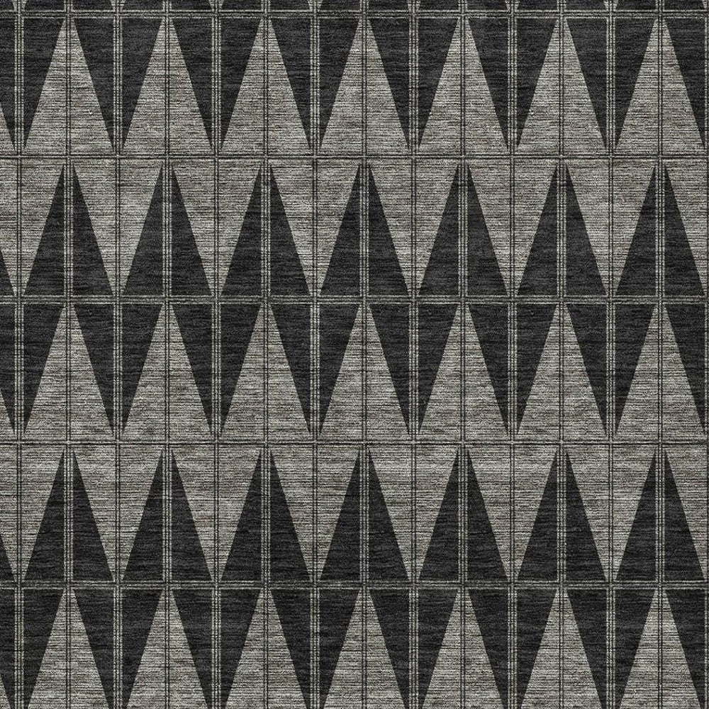HomeRoots 8' Geometric Washable Area Rug - Black, Brown & Gray Indoor/Outdoor Style for High-Traffic Spaces 691067