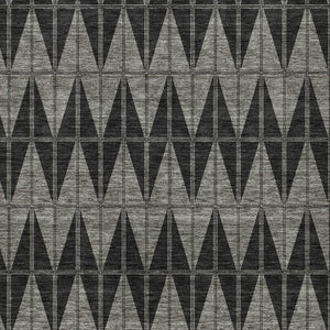 HomeRoots 8' Geometric Washable Area Rug - Black, Brown & Gray Indoor/Outdoor Style for High-Traffic Spaces 691067
