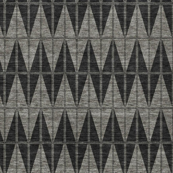 HomeRoots 8' Geometric Washable Area Rug - Black, Brown & Gray Indoor/Outdoor Style for High-Traffic Spaces 691067