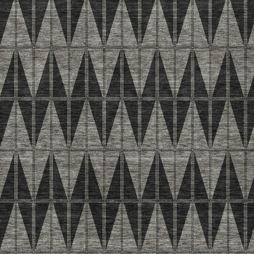 HomeRoots 9' Geometric Washable Area Rug - Modern Black, Brown & Gray Design for Indoor & Outdoor Use, Durable! 691068