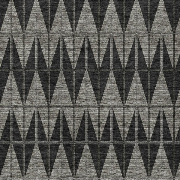 HomeRoots 9' Geometric Washable Area Rug - Modern Black, Brown & Gray Design for Indoor & Outdoor Use, Durable! 691068