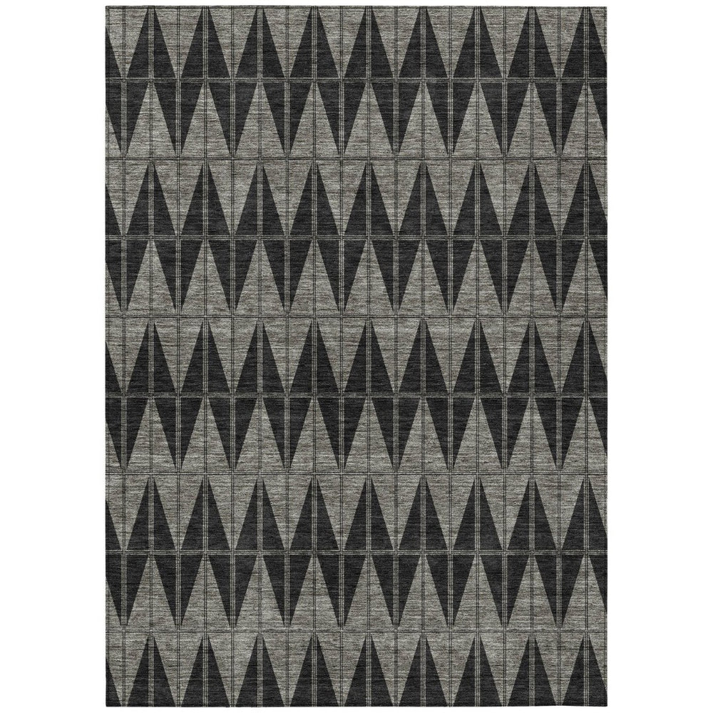 HomeRoots 9' Geometric Washable Area Rug - Modern Black, Brown & Gray Design for Indoor & Outdoor Use, Durable! 691068