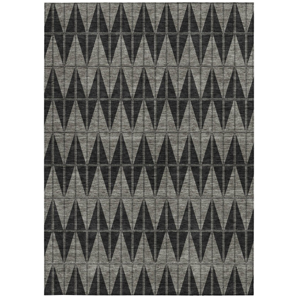 HomeRoots 10' Geometric Washable Area Rug in Black, Brown & Gray - Durable Indoor/Outdoor Design for High-Traffic Spaces 691069