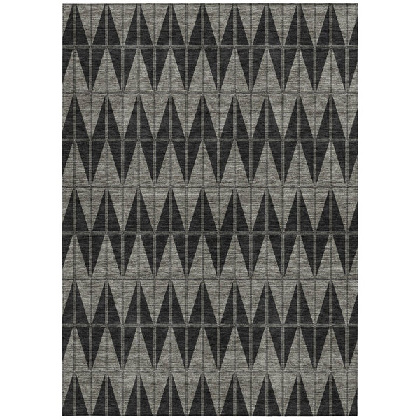 HomeRoots 10' Geometric Washable Area Rug in Black, Brown & Gray - Durable Indoor/Outdoor Design for High-Traffic Spaces 691069