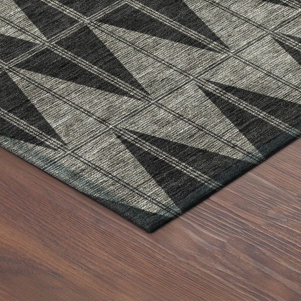 HomeRoots 10' Geometric Washable Area Rug in Black, Brown & Gray - Durable Indoor/Outdoor Design for High-Traffic Spaces 691069