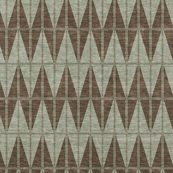 HomeRoots 5' Chocolate & Beige Geometric Indoor/Outdoor Area Rug - Durable, Washable, Stylish for Any Space 691071