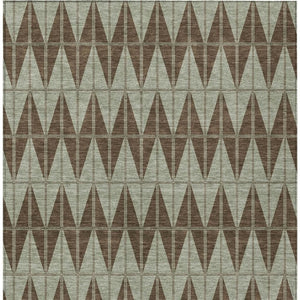 HomeRoots 5' Chocolate & Beige Geometric Indoor/Outdoor Area Rug - Durable, Washable, Stylish for Any Space 691071