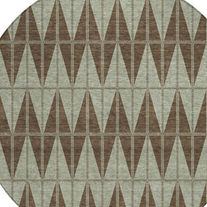 HomeRoots 8' Chocolate and Beige Round Geometric Area Rug – Stylish, Washable, Durable for Indoor & Outdoor Use 691072